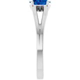 Oval Lab-Grown Blue Sapphire Youth Ring in Platinum