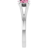 Oval Pink Tourmaline Youth Ring in Platinum