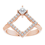 Square White Sapphire & Diamond Accented Ring in Rose Gold