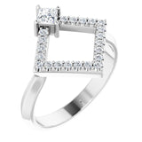Square White Sapphire & Diamond Accented Ring in White Gold
