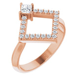 Square White Sapphire & Diamond Accented Ring in Rose Gold