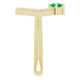 Square Emerald Accented Ring with Diamond Accents in Yellow Gold