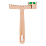 Square Emerald Accented Ring with Diamond Accents in Rose Gold