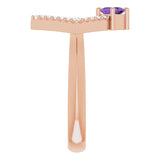 Square Amethyst Accented Ring with Diamond Accents in Rose Gold