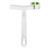 Square Peridot Accented Ring with Diamond Accents in Platinum