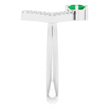 Square Emerald Accented Ring with Diamond Accents in Platinum