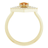 Square Citrine Accented Ring with Diamond Accents in Yellow Gold