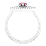 Square Pink Tourmaline & Diamond Accented Ring in White Gold