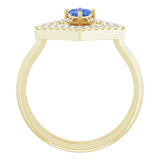 Square Tanzanite Accented Ring with Diamond Accents in Yellow Gold