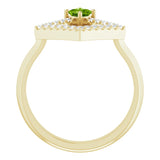 Square Peridot Accented Ring with Diamond Accents in Yellow Gold