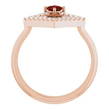 Square Mozambique Garnet & Diamond Accented Ring in Rose Gold
