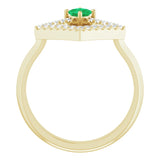 Square Emerald Accented Ring with Diamond Accents in Yellow Gold