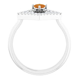 Square Citrine Accented Ring with Diamond Accents in Platinum