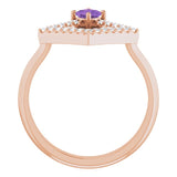 Square Amethyst Accented Ring with Diamond Accents in Rose Gold