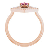 Square Pink Tourmaline & Diamond Accented Ring in Rose Gold