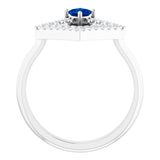 Square Blue Sapphire & Diamond Accented Ring in White Gold