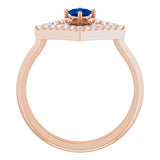 Square Blue Sapphire & Diamond Accented Ring in Rose Gold