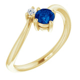 Round Blue Sapphire & Diamond Two Stone Ring in Gold and Platinum