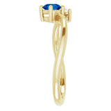 Round Blue Sapphire & Diamond Two Stone Ring in Gold and Platinum