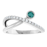 Round Alexandrite Accented Ring with Diamond Accents in Platinum