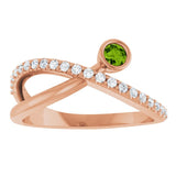 Round Peridot Accented Ring with Diamond Accents in Rose Gold