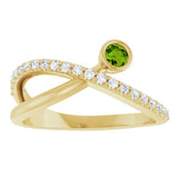 Round Peridot Accented Ring with Diamond Accents in Yellow Gold