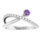 Round Amethyst Accented Ring with Diamond Accents in Platinum