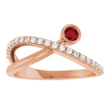 Round Ruby Accented Ring with Diamond Accents in Rose Gold