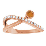 Round Citrine Accented Ring with Diamond Accents in Rose Gold