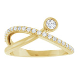 Round White Sapphire & Diamond Accented Ring in Yellow Gold