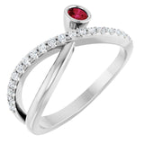 Round Ruby Accented Ring with Diamond Accents in Platinum