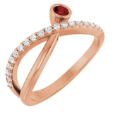 Round Mozambique Garnet & Diamond Accented Ring in Rose Gold