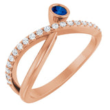 Round Blue Sapphire & Diamond Accented Ring in Rose Gold