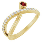 Round Mozambique Garnet & Diamond Accented Ring in Yellow Gold