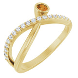 Round Citrine Accented Ring with Diamond Accents in Yellow Gold