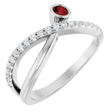Round Mozambique Garnet & Diamond Accented Ring in White Gold