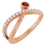 Round Ruby Accented Ring with Diamond Accents in Rose Gold