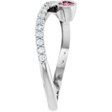 Round Pink Tourmaline Accented Ring with Diamond Accents in Platinum