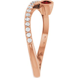 Round Mozambique Garnet & Diamond Accented Ring in Rose Gold
