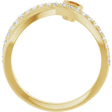Round Citrine Accented Ring with Diamond Accents in Yellow Gold