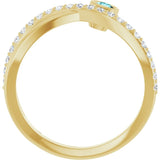 Round Blue Zircon & Diamond Accented Ring in Yellow Gold