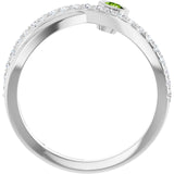 Round Peridot Accented Ring with Diamond Accents in Platinum