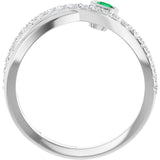 Round Emerald Accented Ring with Diamond Accents in Platinum