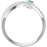 Round Alexandrite Accented Ring with Diamond Accents in Platinum