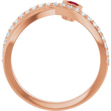 Round Ruby Accented Ring with Diamond Accents in Rose Gold