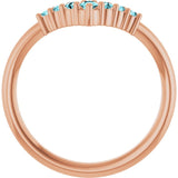 Round Blue Zircon Accented Ring in Rose Gold