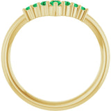 Round Emerald Accented Ring in Yellow Gold