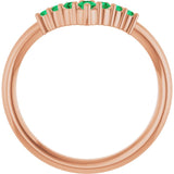 Round Emerald Accented Ring in Rose Gold