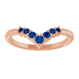 Round Blue Sapphire Accented Ring in Rose Gold