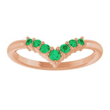 Round Emerald Accented Ring in Rose Gold